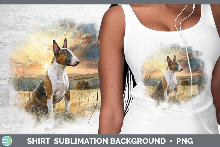 Bull Terrier Dogs 04 Sunset Shirt Sublimation Design