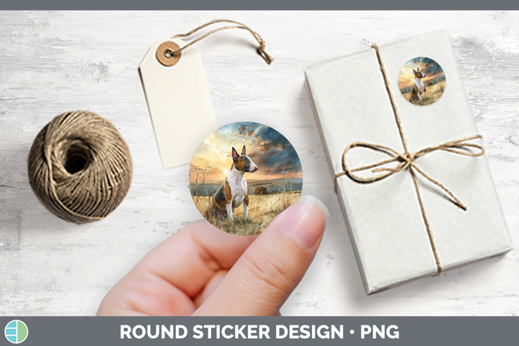 Bull Terrier Dogs 04 Sunset Stickers Design