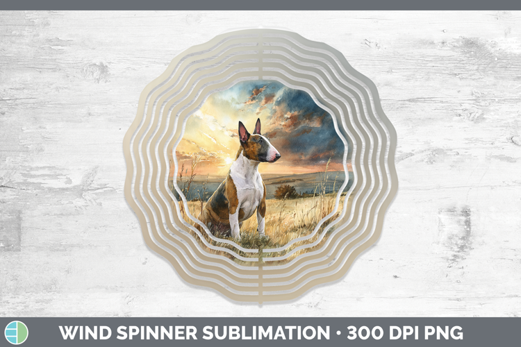 Bull Terrier Dogs 04 Sunset Wind Spinner Sublimation Design