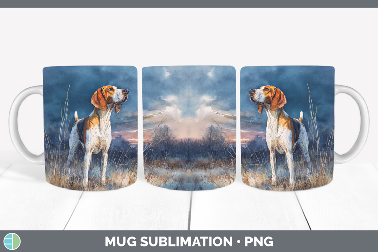 English Coonhound Dogs 04 Sunset Mug Wrap Sublimation Design