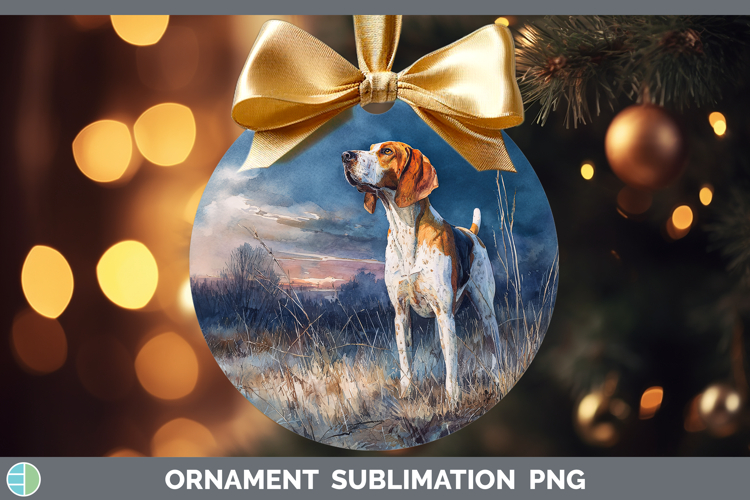 English Coonhound Dogs 04 Sunset Ornament Sublimation Design