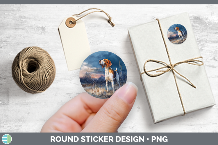 English Coonhound Dogs 04 Sunset Stickers Design