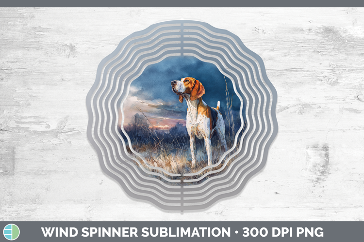 English Coonhound Dogs 04 Sunset Wind Spinner Sublimation De