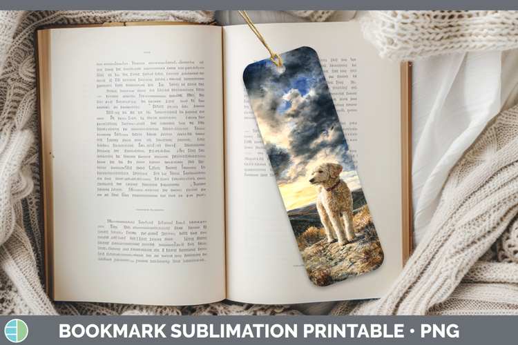 Goldendoodle Dogs 04 Sunset Bookmark Sublimation Design