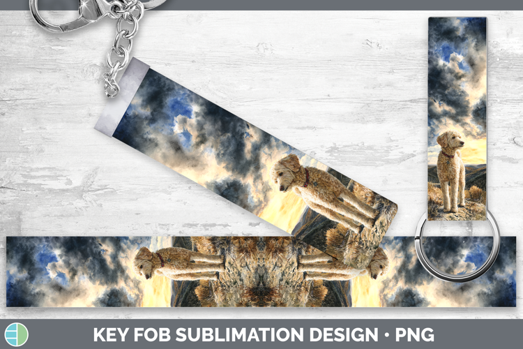Goldendoodle Dogs 04 Sunset Key Fob Sublimation Design