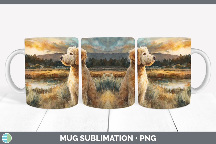 Goldendoodle Dogs 04 Sunset Mug Wrap Sublimation Design