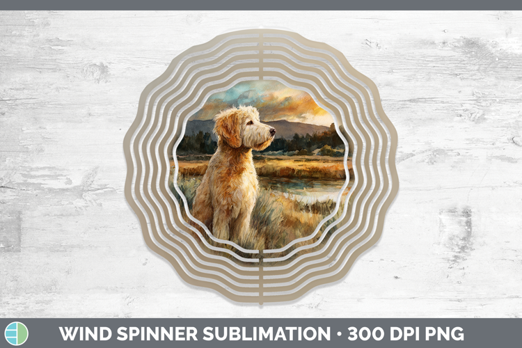 Goldendoodle Dogs 04 Sunset Wind Spinner Sublimation Design