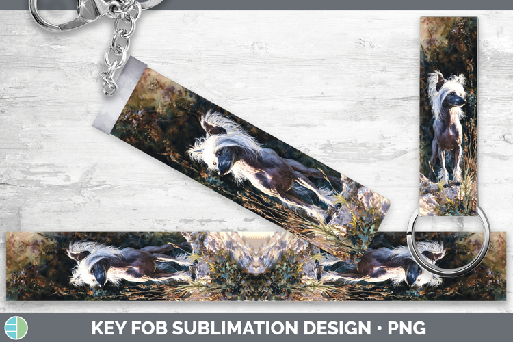 Hairless Chinese Crested Dogs 04 Sunset Key Fob Sublimation