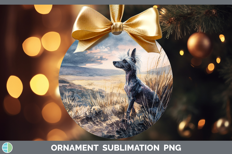 Hairless Chinese Crested Dogs 04 Sunset Ornament Sublimation