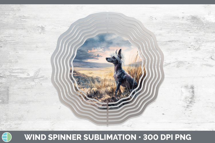 Hairless Chinese Crested Dogs 04 Sunset Wind Spinner Sublima