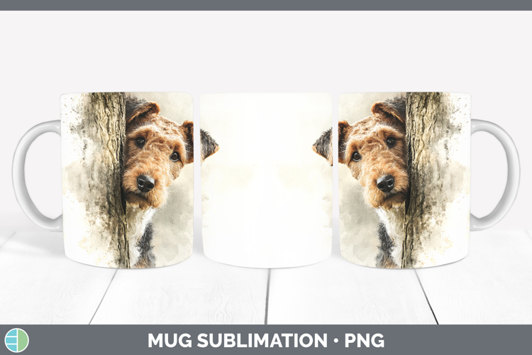 Airedale Terrier Dogs 04 Tree Peek Mug Wrap Sublimation Desi