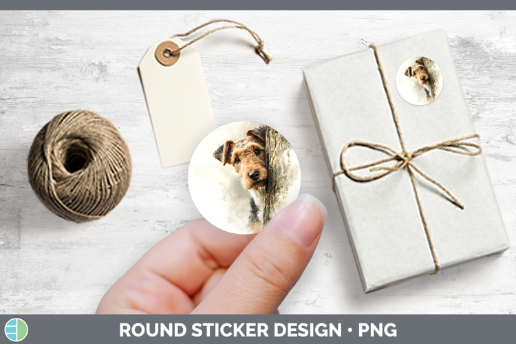 Airedale Terrier Dogs 04 Tree Peek Stickers Design