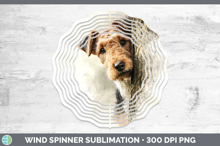 Airedale Terrier Dogs 04 Tree Peek Wind Spinner Sublimation