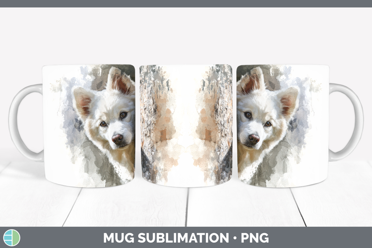 American Eskie Dogs 04 Tree Peek Mug Wrap Sublimation Design