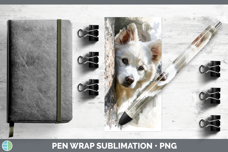 American Eskie Dogs 04 Tree Peek Pen Wrap Sublimation Design