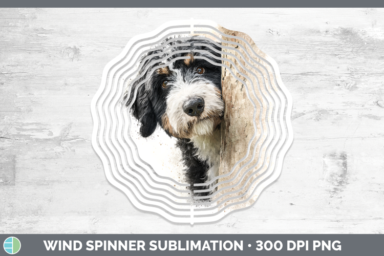 Bernedoodle Dogs 04 Tree Peek Wind Spinner Sublimation Desig