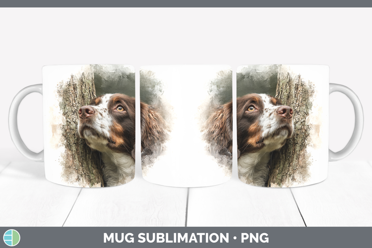 English Springer Spaniel Dogs 04 Tree Peek Mug Wrap Sublimat