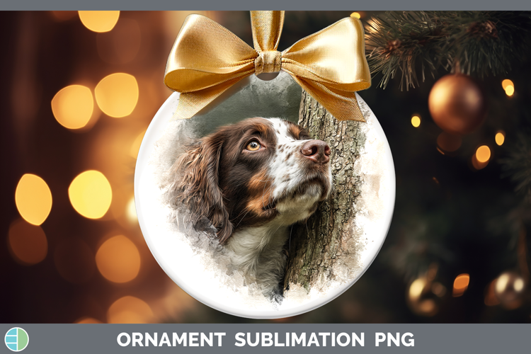 English Springer Spaniel Dogs 04 Tree Peek Ornament Sublimat