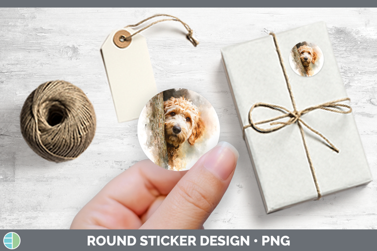 Goldendoodle Dogs 04 Tree Peek Stickers Design