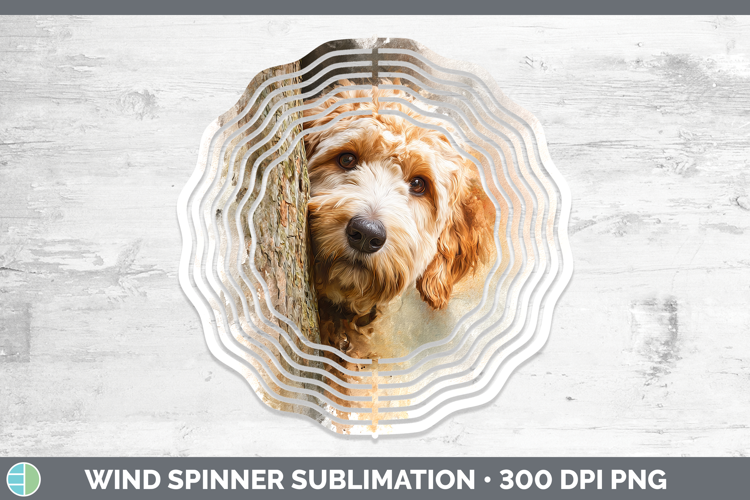 Goldendoodle Dogs 04 Tree Peek Wind Spinner Sublimation Desi