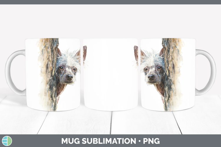 Hairless Chinese Crested Dogs 04 Tree Peek Mug Wrap Sublimat
