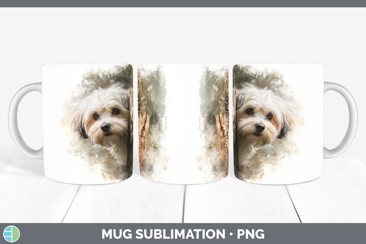 Havanese Dogs 04 Tree Peek Mug Wrap Sublimation Design