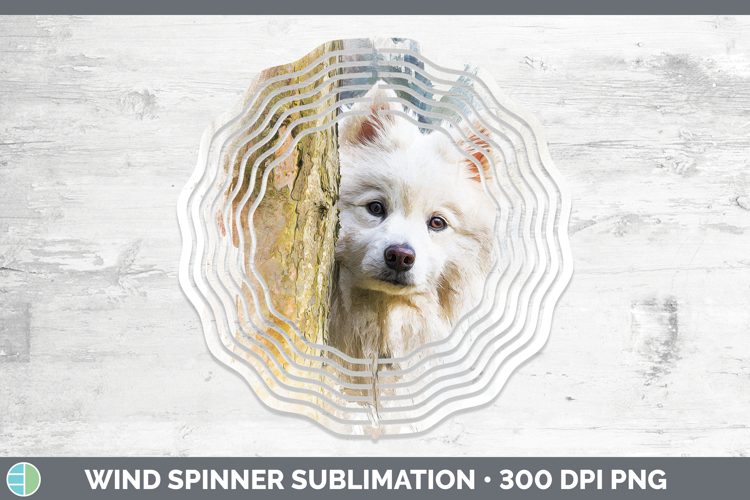 Japanese Spitz Dogs 04 Tree Peek Wind Spinner Sublimation De
