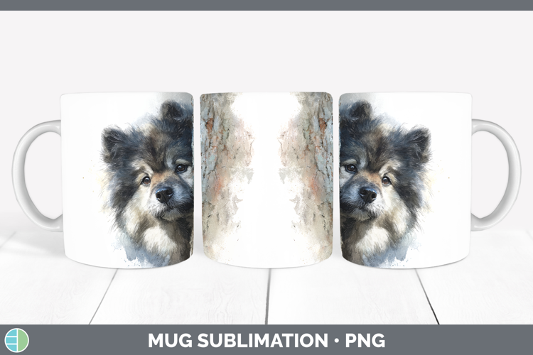 Keeshond Dogs 04 Tree Peek Mug Wrap Sublimation Design
