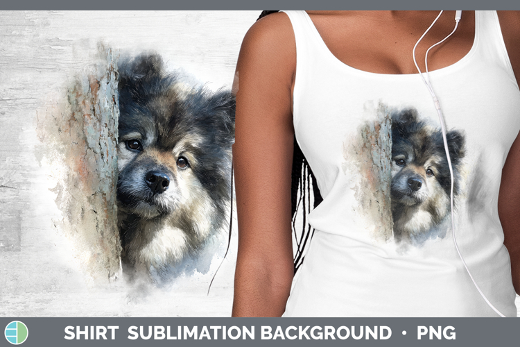 Keeshond Dogs 04 Tree Peek Shirt Sublimation Design