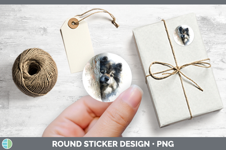 Keeshond Dogs 04 Tree Peek Stickers Design