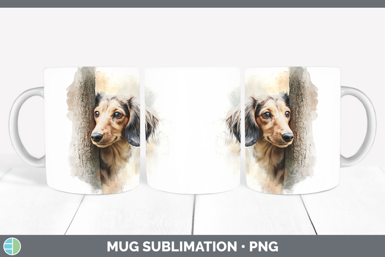Long-haired Dachshund Dogs 04 Tree Peek Mug Wrap Sublimation