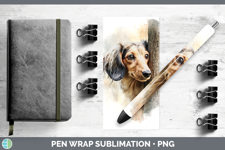 Long-haired Dachshund Dogs 04 Tree Peek Pen Wrap Sublimation