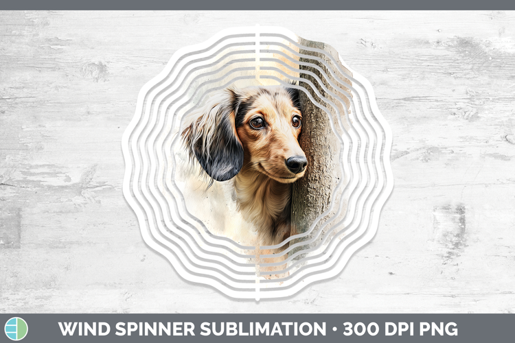 Long-haired Dachshund Dogs 04 Tree Peek Wind Spinner Sublima