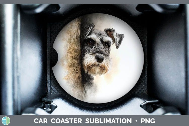 Miniature Schnauzer Dogs 04 Tree Peek Car Coaster Sublimatio