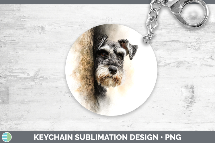 Miniature Schnauzer Dogs 04 Tree Peek Keychain Sublimation D