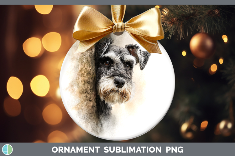 Miniature Schnauzer Dogs 04 Tree Peek Ornament Sublimation D