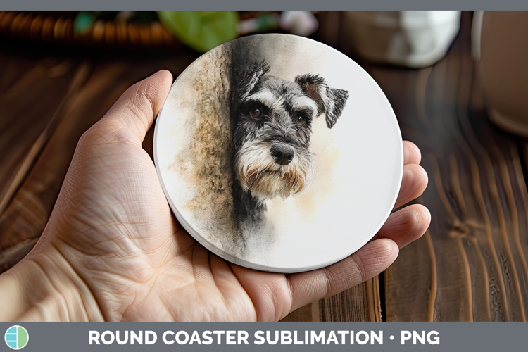 Miniature Schnauzer Dogs 04 Tree Peek Round Coaster Sublimat