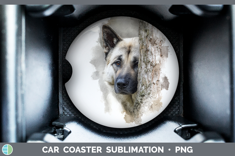 Norwegian Elkhound Dogs 04 Tree Peek Car Coaster Sublimation