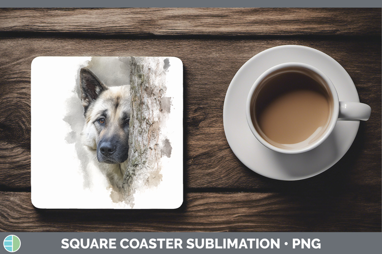 Norwegian Elkhound Dogs 04 Tree Peek Square Coaster Sublimat