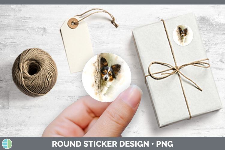 Papillon Dogs 04 Tree Peek Stickers Design