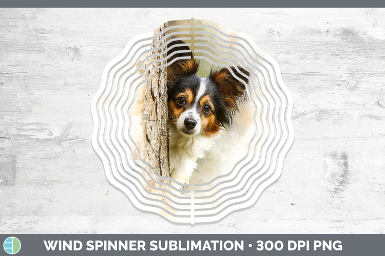 Papillon Dogs 04 Tree Peek Wind Spinner Sublimation Design