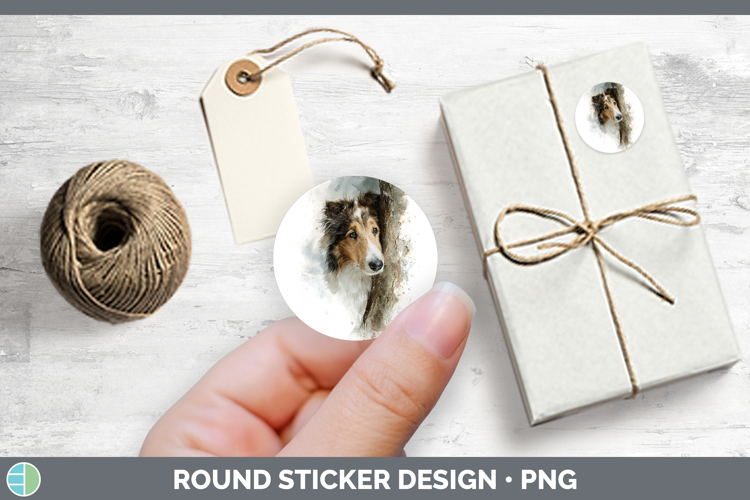 Rough Collie Dogs 04 Tree Peek Stickers Design