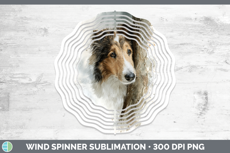 Rough Collie Dogs 04 Tree Peek Wind Spinner Sublimation Desi