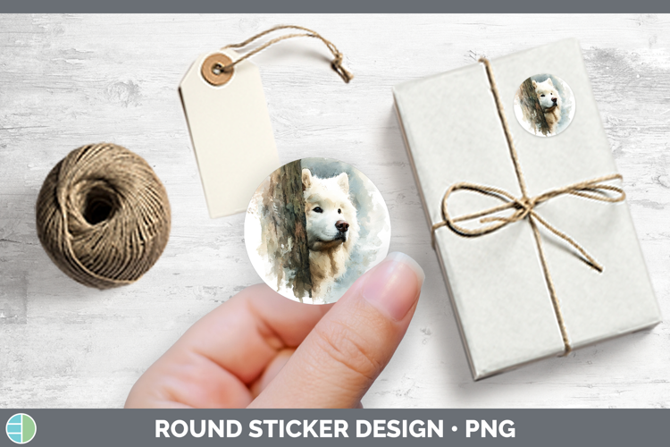 Samoyed Dogs 04 Tree Peek Stickers Design