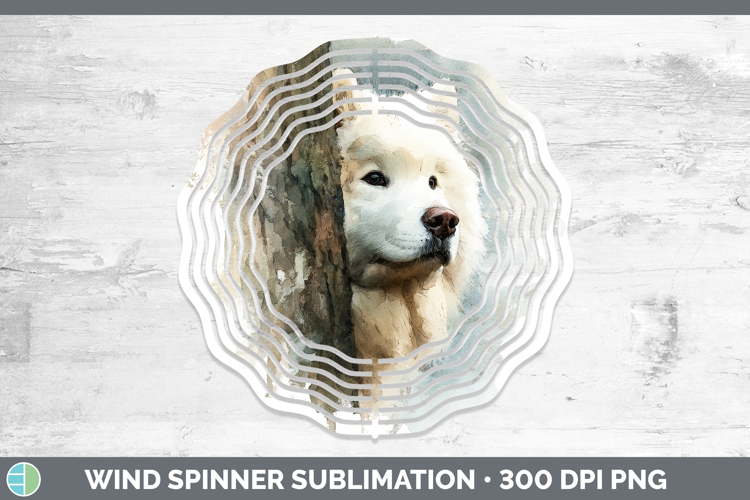 Samoyed Dogs 04 Tree Peek Wind Spinner Sublimation Design