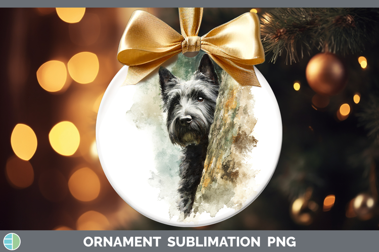Scottish Terrier Dogs 04 Tree Peek Ornament Sublimation Desi