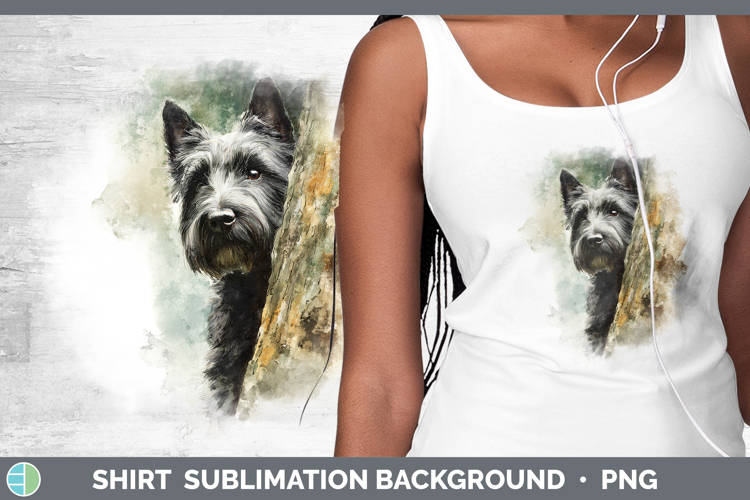 Scottish Terrier Dogs 04 Tree Peek Shirt Sublimation Design