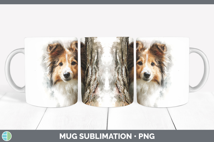 Shetland Sheepdog Dogs 04 Tree Peek Mug Wrap Sublimation Des