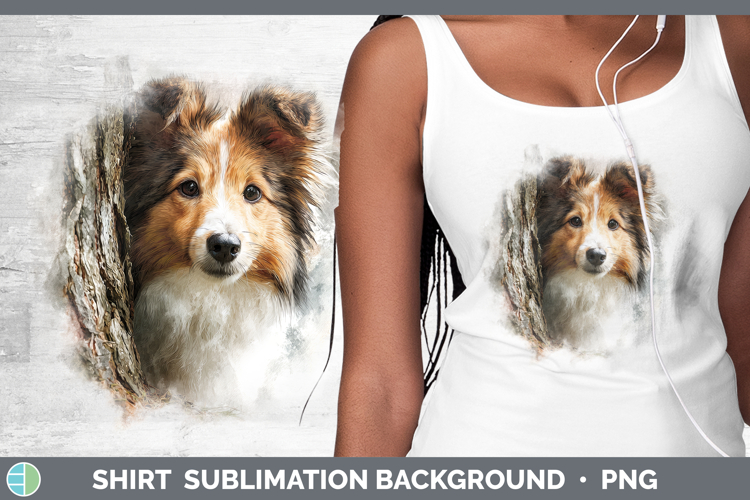 Shetland Sheepdog Dogs 04 Tree Peek Shirt Sublimation Design