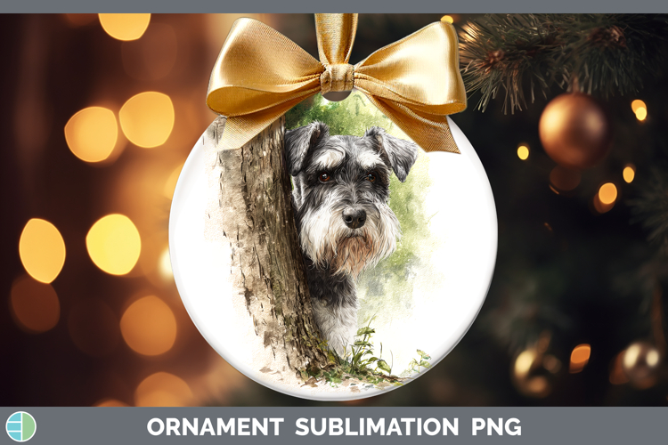 Standard Schnauzer Dogs 04 Tree Peek Ornament Sublimation De